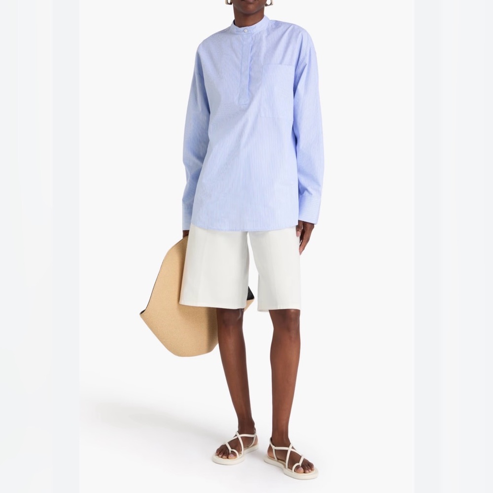 Loulou Studio Light Blue Striped Blouse